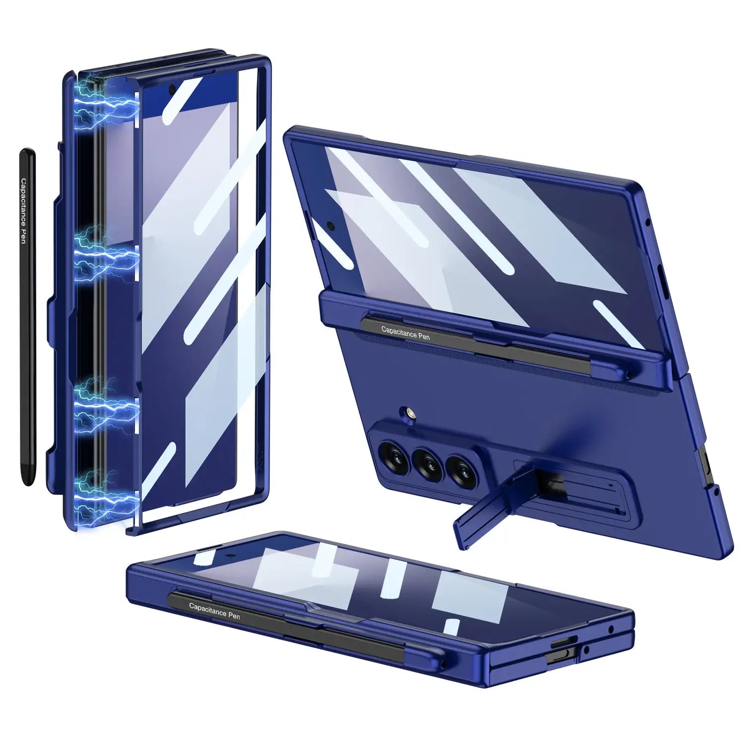 Samsung Galaxy Z Fold 7 case TitanGuard in blue with durable hinge protection
