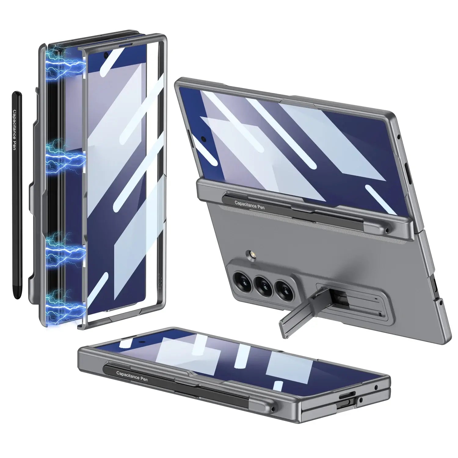 Samsung Galaxy Z Fold 7 case TitanGuard in grey with durable hinge protection