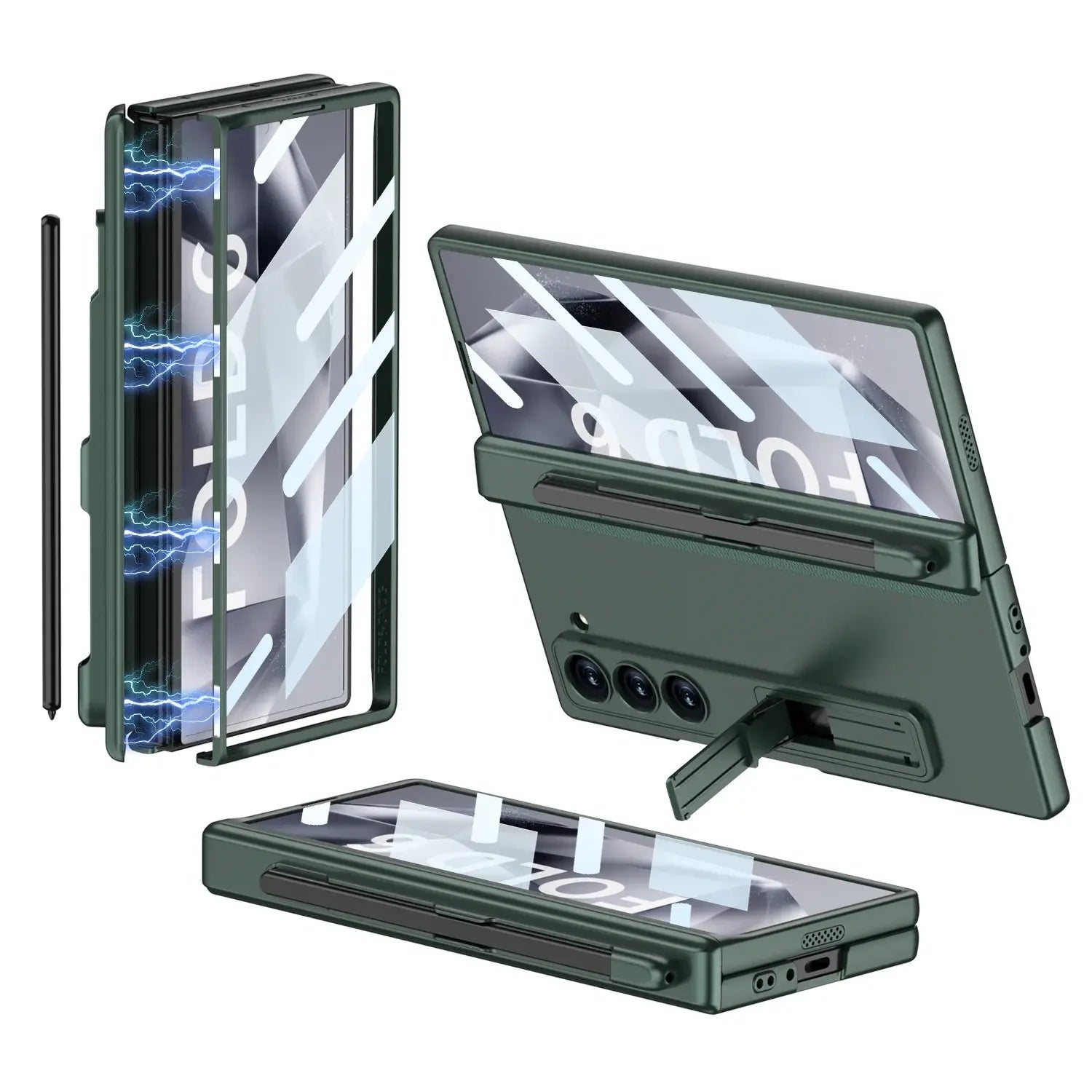 Samsung Galaxy Z Fold 7 case TitanGuard in light green with durable hinge protection