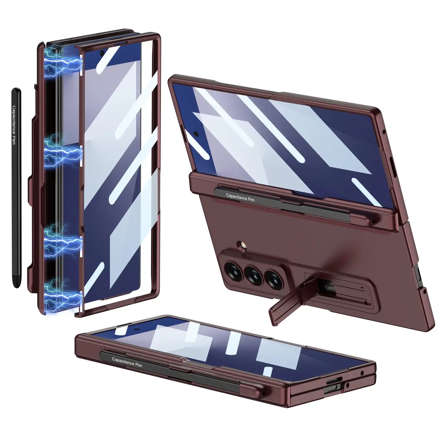 Samsung Galaxy Z Fold 7 case TitanGuard in red with durable hinge protection