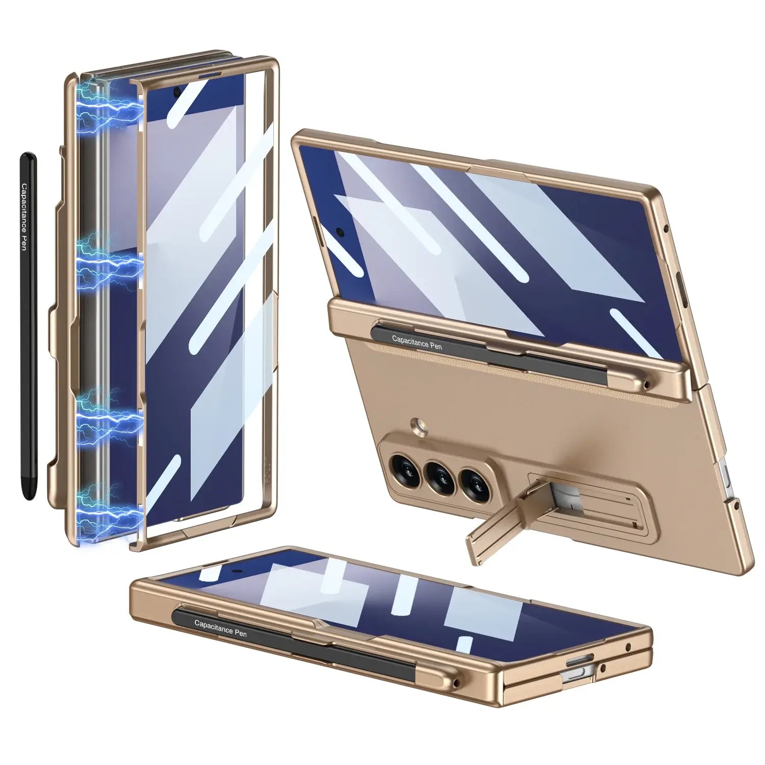 Samsung Galaxy Z Fold 7 case TitanGuard in rose gold with durable hinge protection