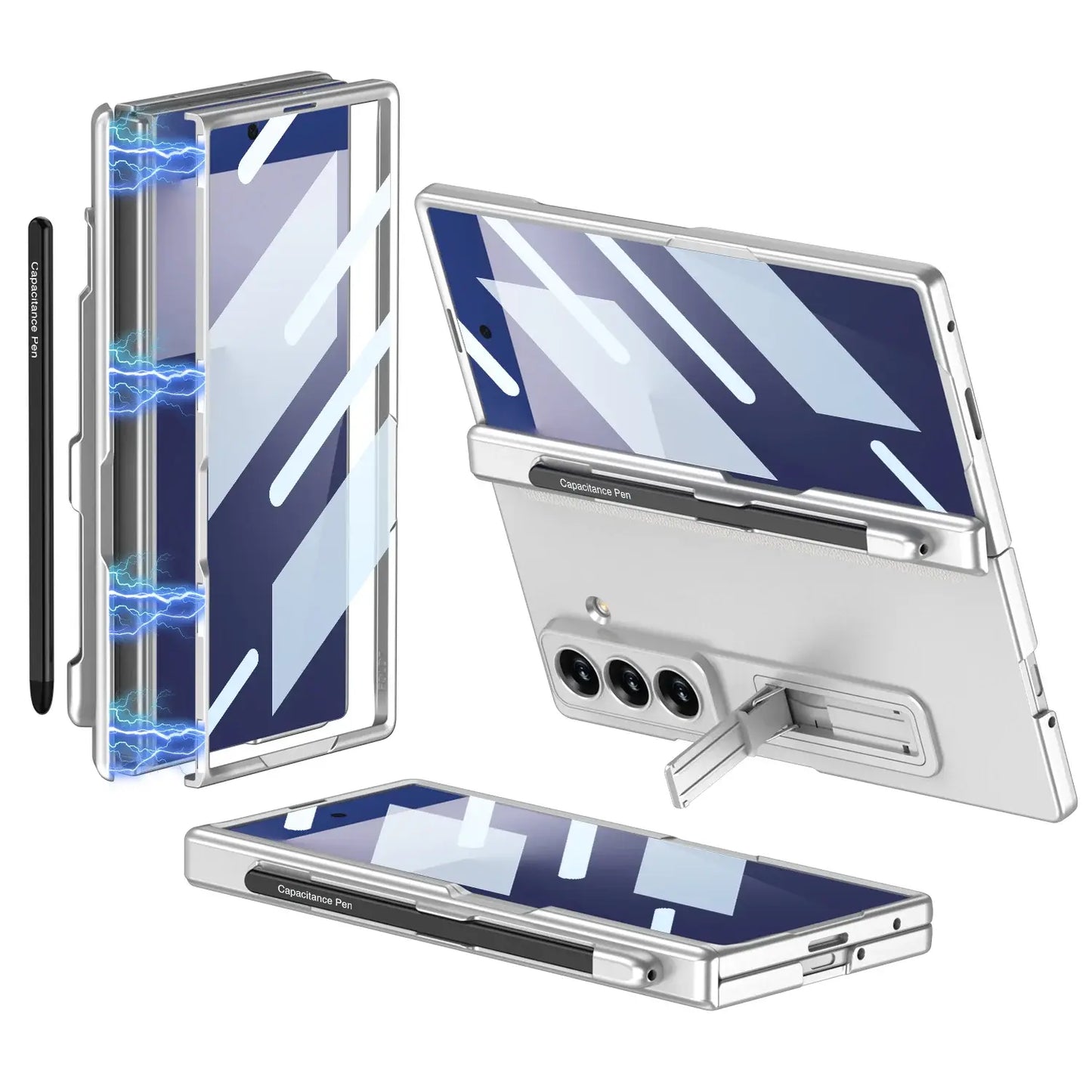 Samsung Galaxy Z Fold 7 case TitanGuard in Silver with durable hinge protection